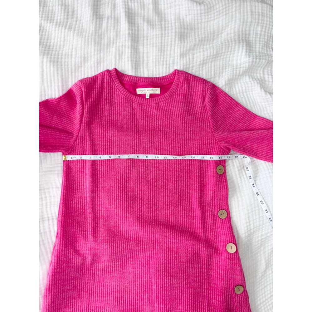 Women's Simply Southern Pink Ribbed Mini Dress with Buttons, Size S - Picture 5 of 9